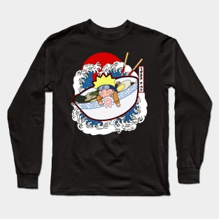 Anime Ramen Bowl Japanese Waves Long Sleeve T-Shirt